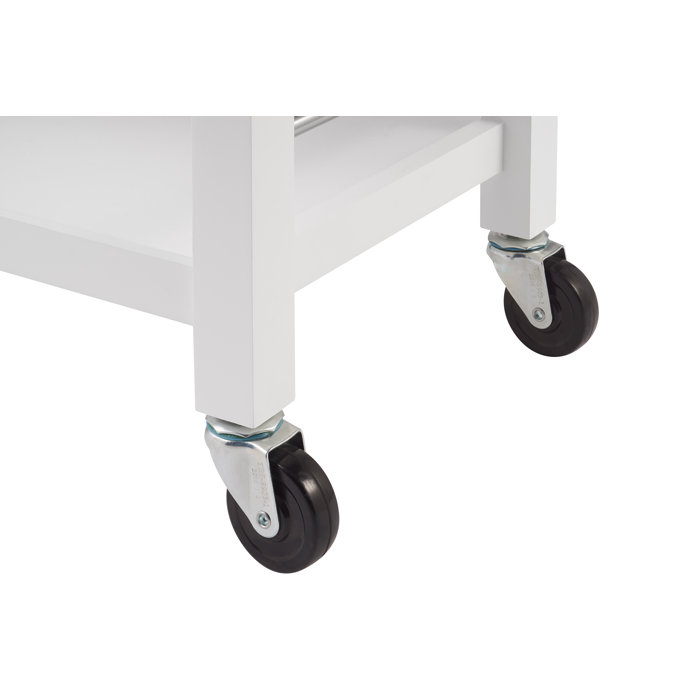 Andover Mills™ Raabe 32'' Wide Rolling Kitchen Cart with Solid Wood Top